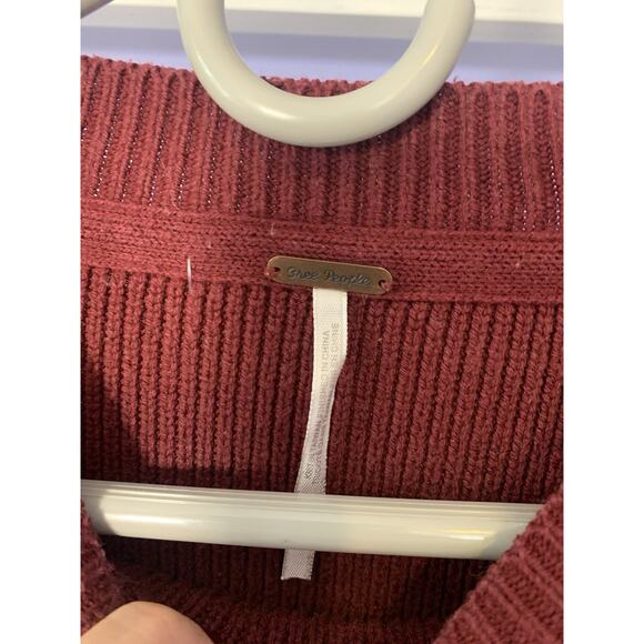 Oversize md Free People Red and Orange Colorblock Pullover Sweater - Picture 3 of 12